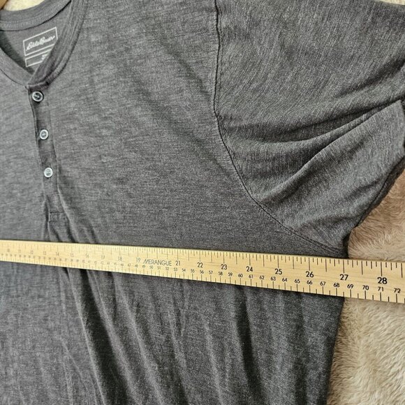 Eddie Bauer Henley Shirt Short Sleeve Buttons Men's Size XXL 2XL Gray Casual - Picture 6 of 10